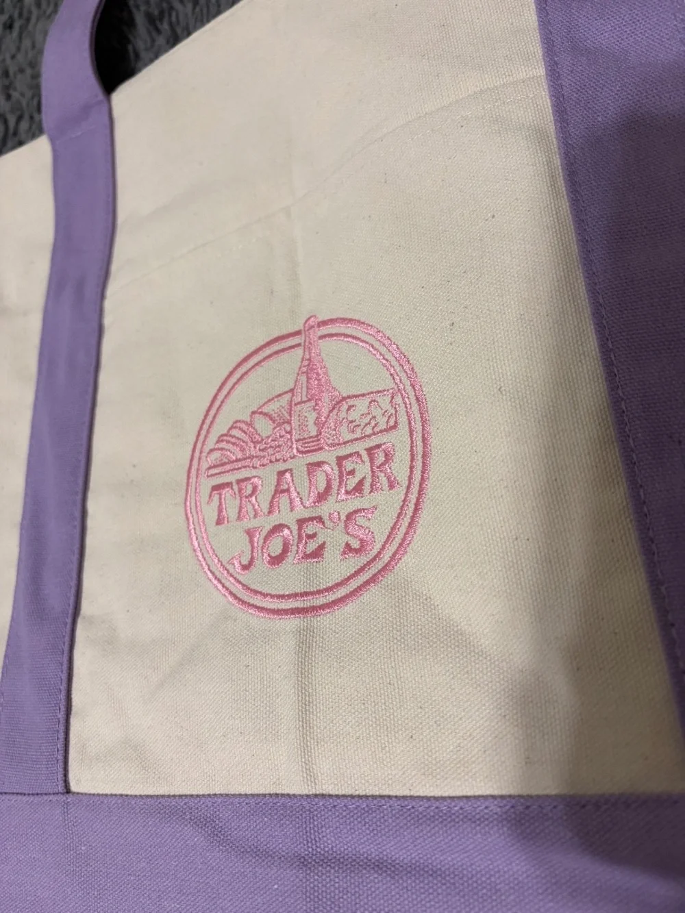 Trader Joe's Large Lavender Canvas Tote Bag - Picture 5 of 11